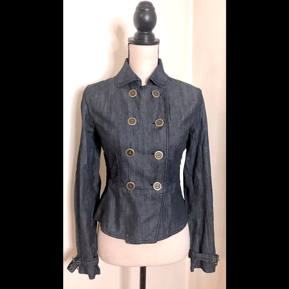 GAP Denim Jean Jacket: Double Breasted Buttons, Cinched Waist, Sz. XS-NWT